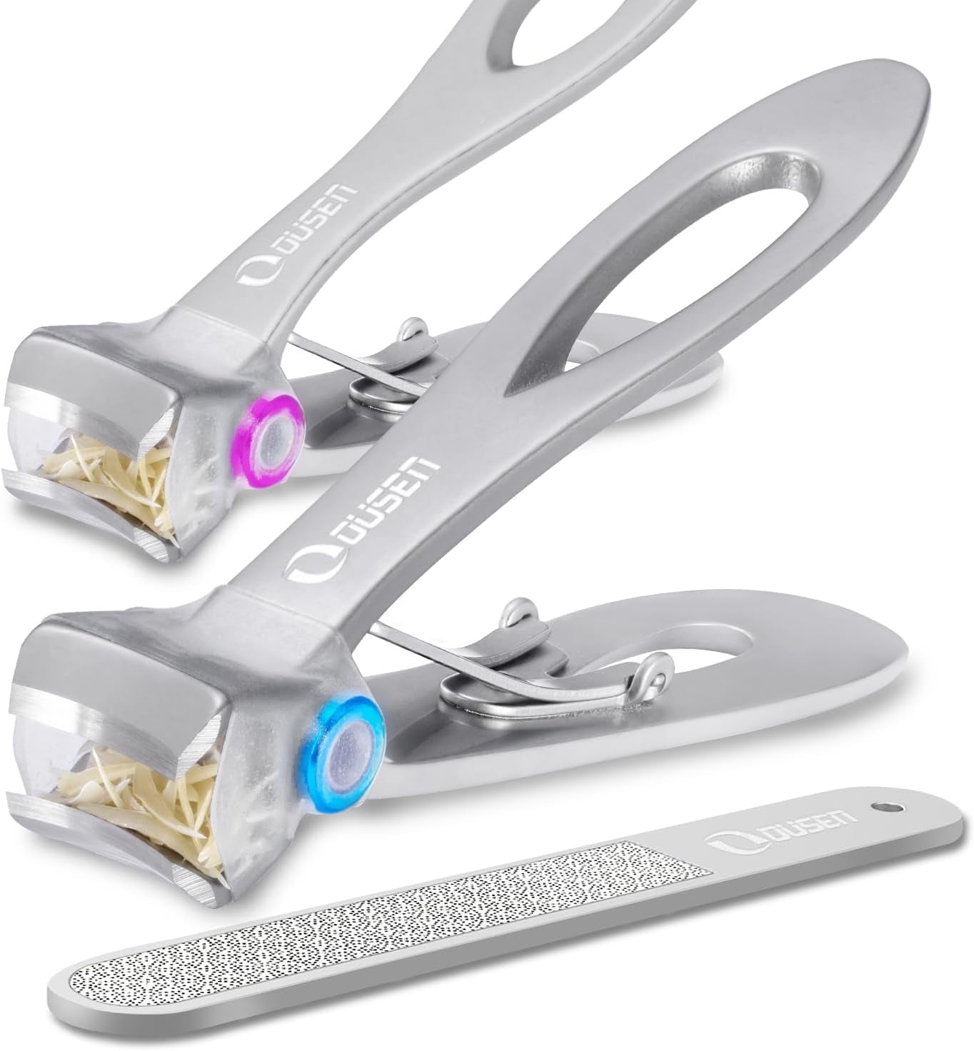 Thick Nail Clippers with Catcher, Full Anti-Splash Nail Clippers for Men & Women, Wide Jaw Opening Toenail Clippers for Seniors, Adult Fingernail Cutter & Toe Nail Clipper Catch All Nail Clippings
