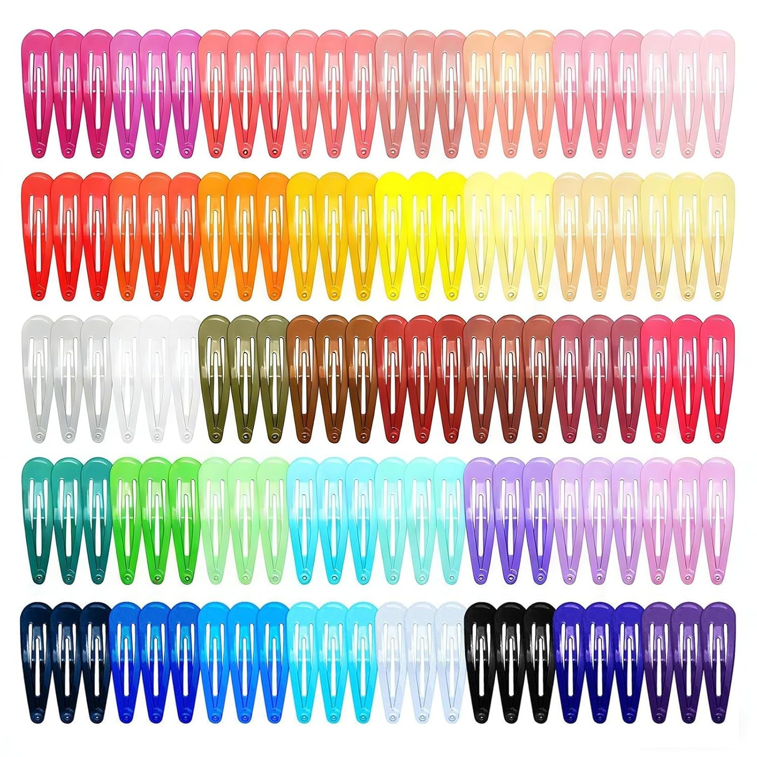 120 Pack Colorful Metal Snap Hair Clips, 2 Inch Barrettes in 40 Assorted Candy Colors, Non-Slip Hair Accessories for Kids Teens Women