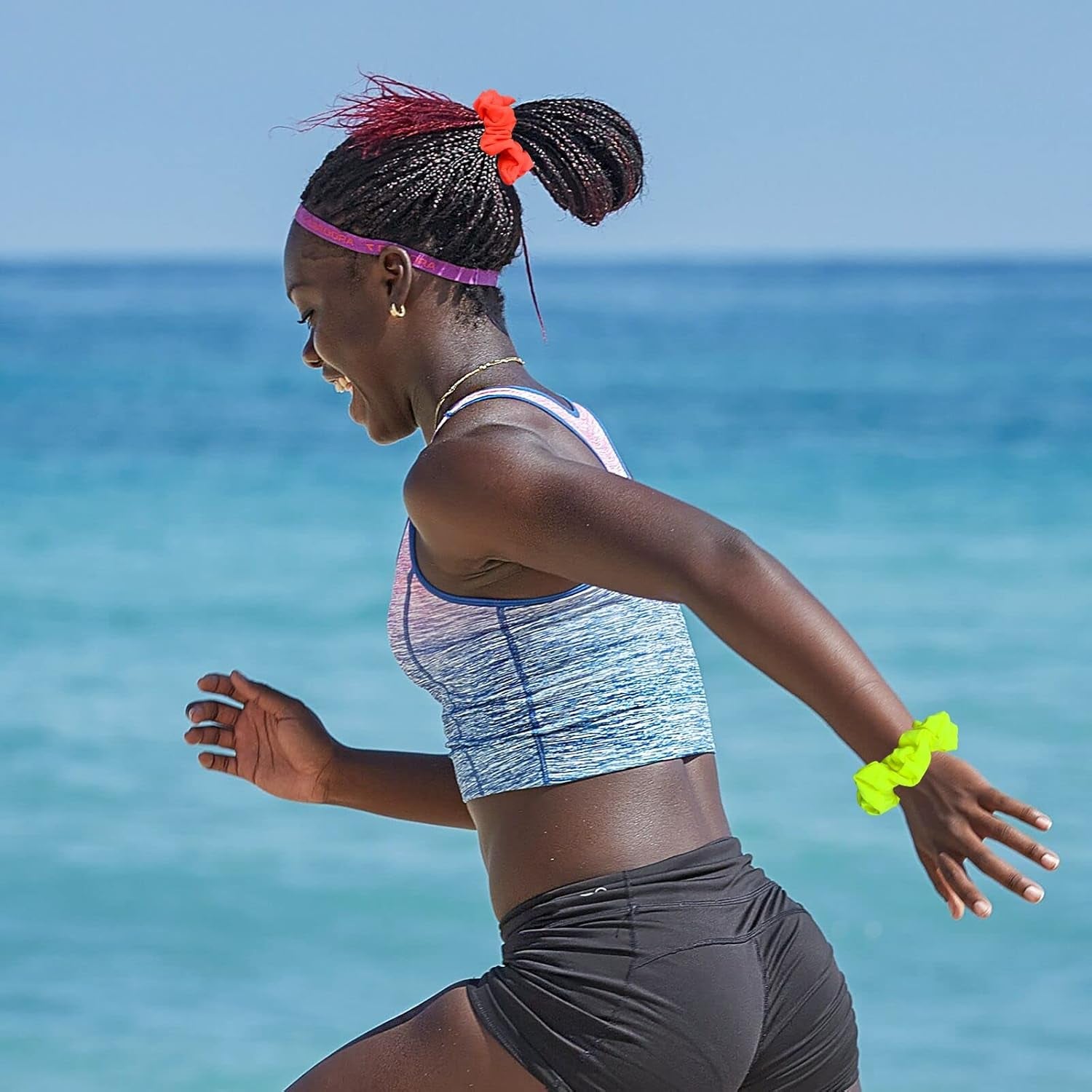 Waterproof Neon Scrunchies Gym Scrunchie - Water-Resistant Hair Ties Pool Scrunchie 16 Colors Elastic Hair Bands Ponytail Holder Beach Scrunchies, Party Size Scrunchie, Hair Tie for Women